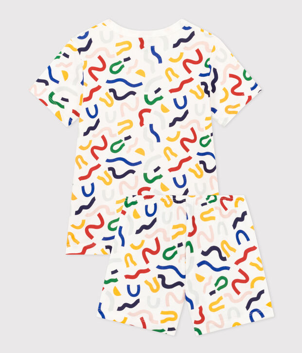 Pyjama short imprim&eacute; phosphorescent en coton enfant blanc/multicouleur