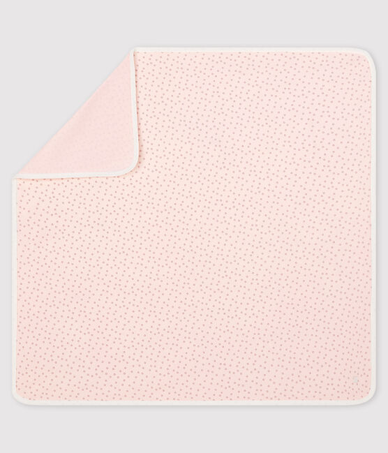Drap de maternité bébé en côte rose FLEUR/gris CONCRETE