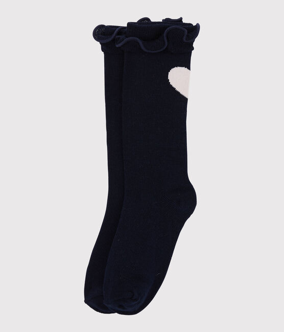 Chaussettes hautes enfant fille bleu SMOKING