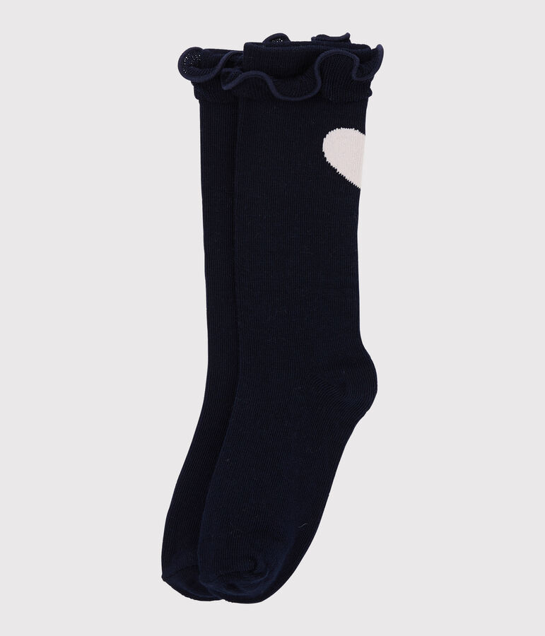 Chaussettes hautes enfant fille bleu