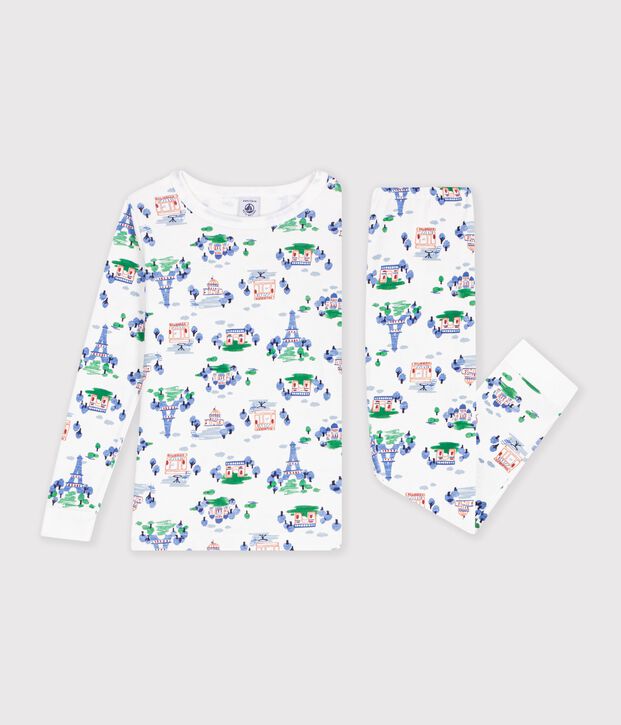 Pyjama tr&egrave;s ajust&eacute; enfant en coton imprim&eacute; multicouleur/bleu/multicouleur