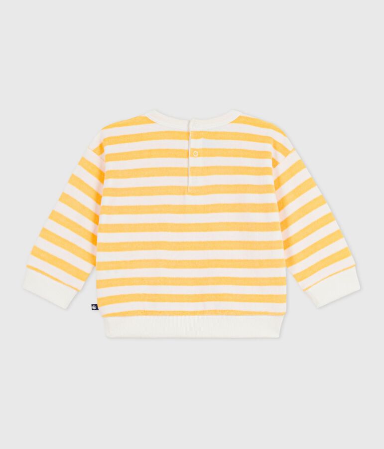 Sweatshirt &agrave; capuche b&eacute;b&eacute; en coton ray&eacute; jaune/blanc