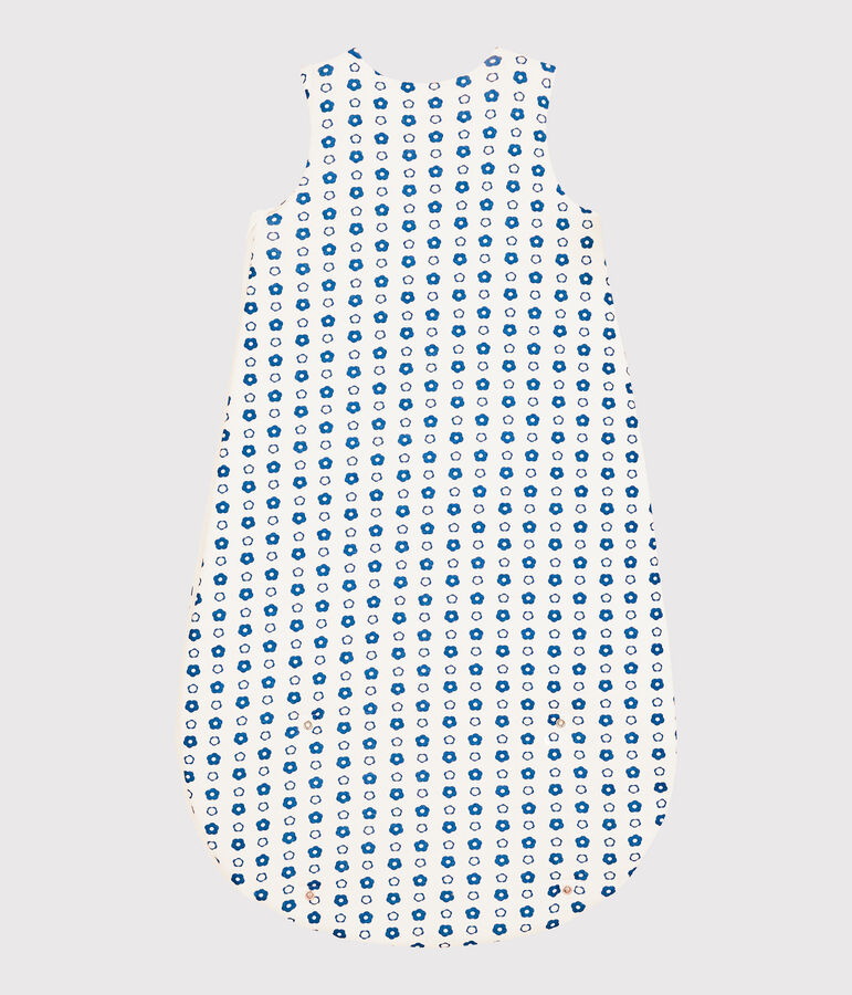 Gigoteuse b&eacute;b&eacute; fleurs r&eacute;tro bleues en coton biologique blanc MARSHMALLOW/ MALLARD