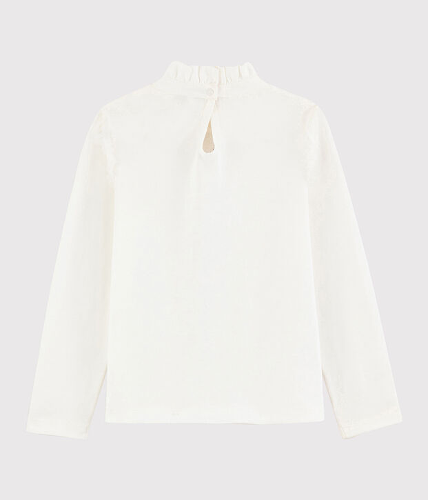 Tee shirt &agrave; collerette enfant fille blanc