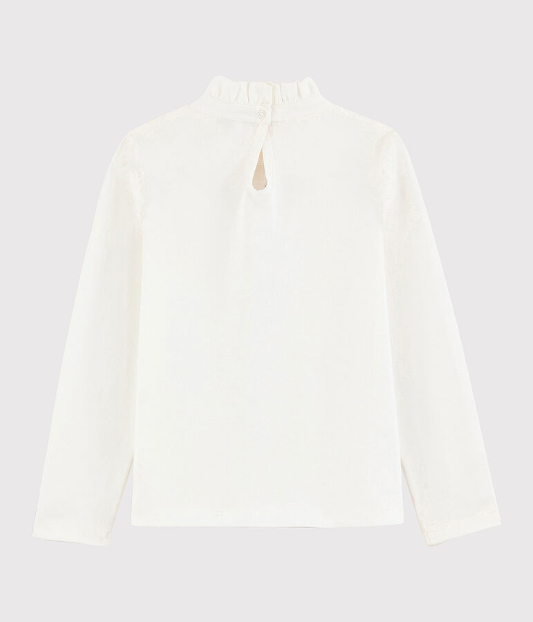 Tee shirt &agrave; collerette enfant fille blanc MARSHMALLOW