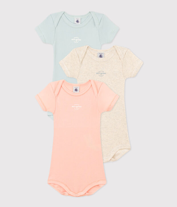Lot de 3 bodies manches courtes 130 ans en coton multicouleur