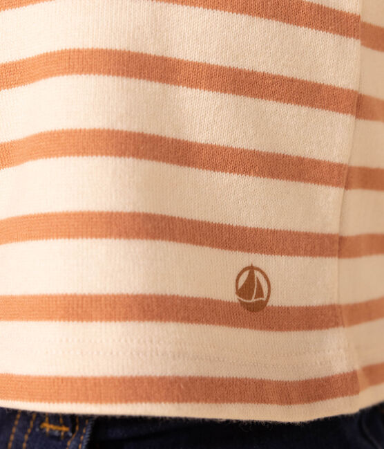 Marinière iconique en coton enfant fille. rose AVALANCHE/blanc SIENNA