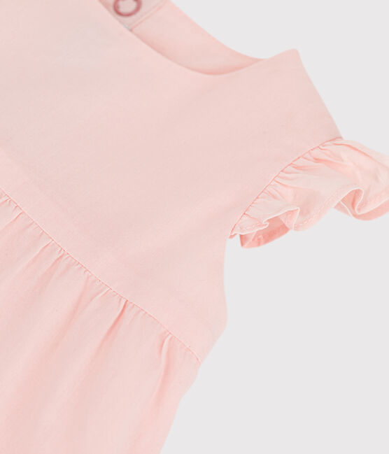 Robe sans manches bébé en popeline rose FLEUR