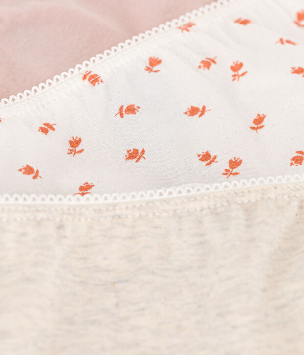 Lot de 3 culottes fleur en coton et &eacute;lasthanne petite fille multicouleur