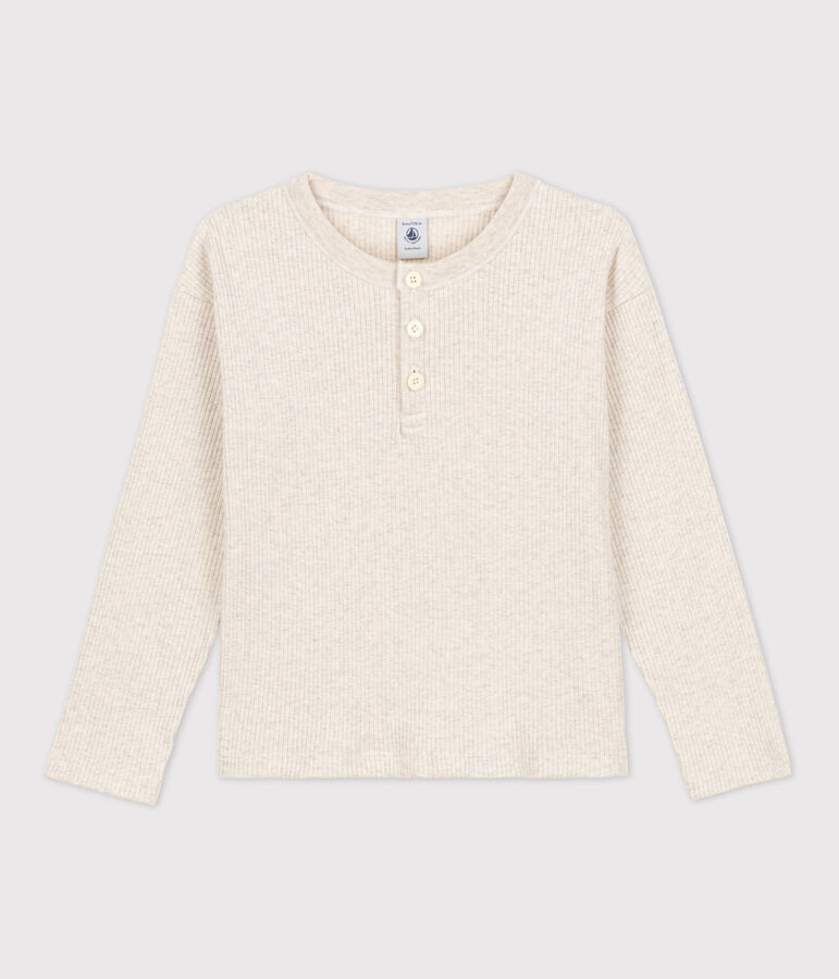 Tee-shirt en coton enfant gar&ccedil;on beige MONTELIMAR CHINE