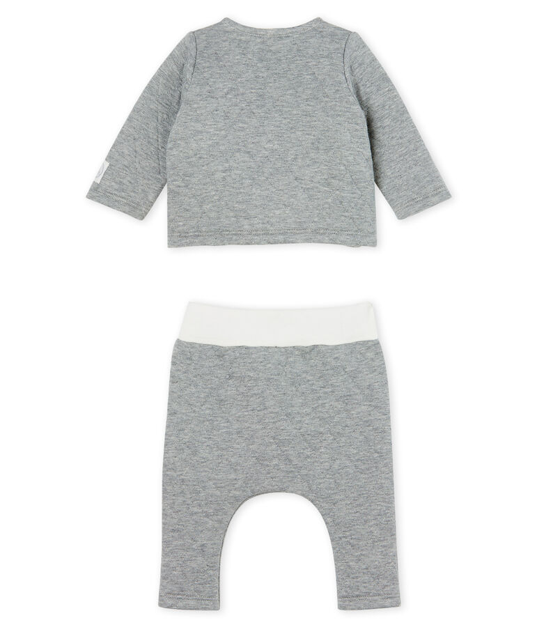 Ensemble deux pi&egrave;ces b&eacute;b&eacute; en tubique matelass&eacute; gris