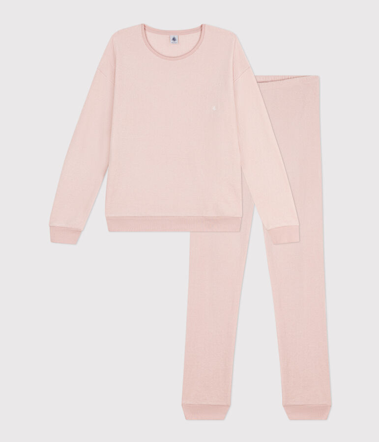 Pyjama femme en bouclette &eacute;ponge rose SALINE