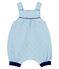 Salopette courte bébé en tubique matelassé bleu ACIER/blanc MARSHMALLOW
