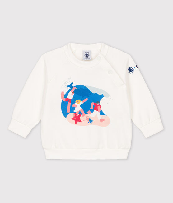 Sweatshirt Bébé Petit Bateau x Water Family blanc MARSHMALLOW