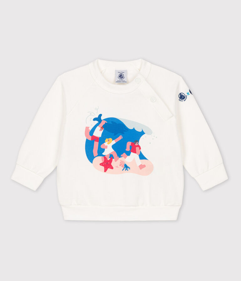 Sweatshirt B&eacute;b&eacute; Petit Bateau x Water Family blanc MARSHMALLOW
