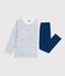 Pyjama  en velours blanc/bleu/multicouleur