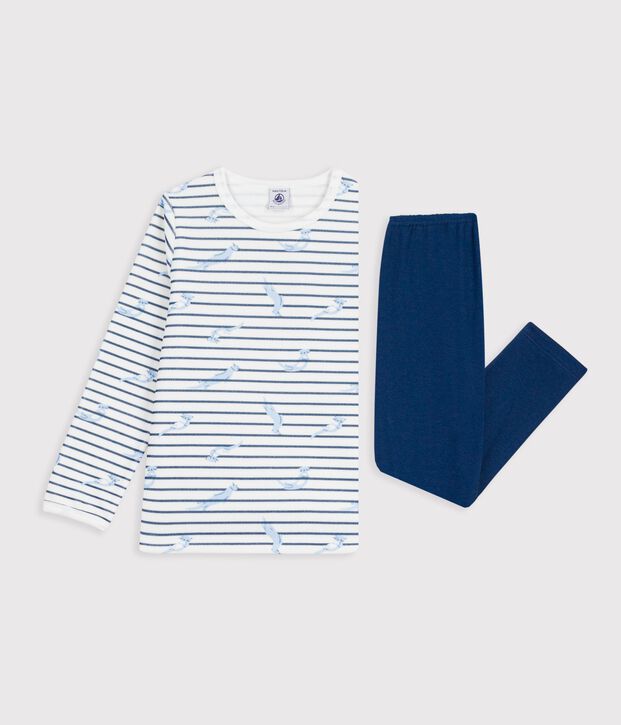 Pyjama  en velours blanc/bleu/multicouleur