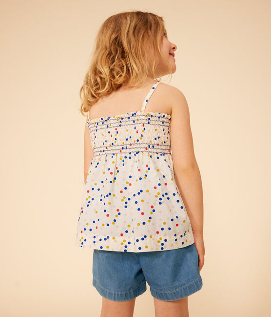 Blouse sans manche en coton enfant fille blanc MARSHMALLOW/blanc MULTICO