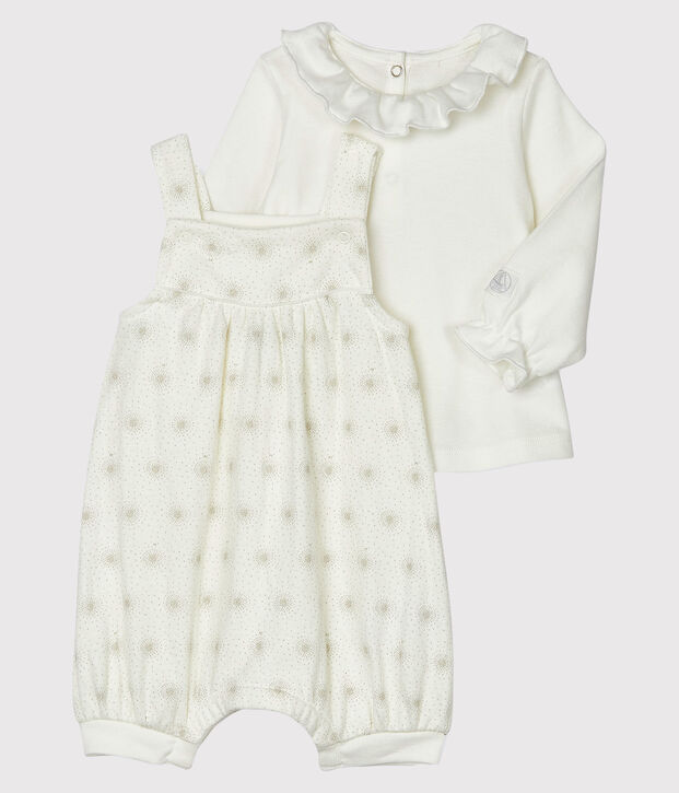 Ensemble 2 pi&egrave;ces b&eacute;b&eacute; fille blanc/gris