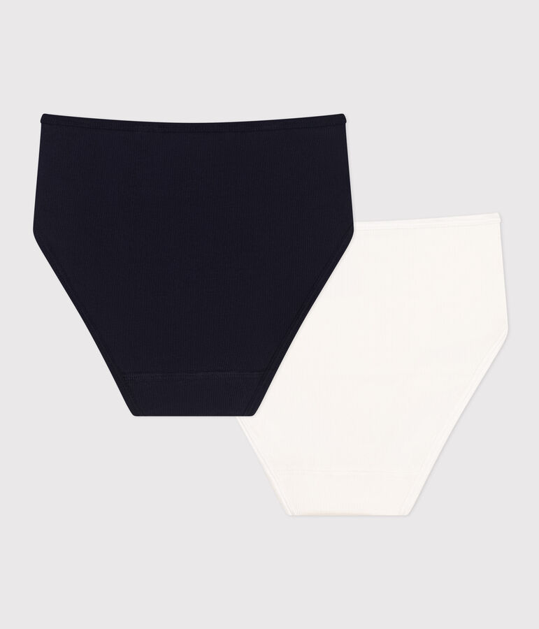 Lot de 2 culottes taille haute femme en coton &eacute;lasthanne variante 1