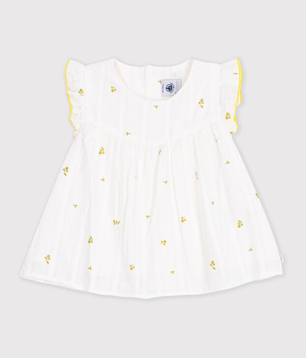 Blouse b&eacute;b&eacute; en coton sans manches en coton, imprim&eacute;e fleurs blanc/vert