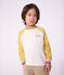 Tee-shirt enfant manches longues en coton colorblock &eacute;cru/multicouleur