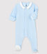 Dors-bien bleu à col bébé en velours de coton biologique