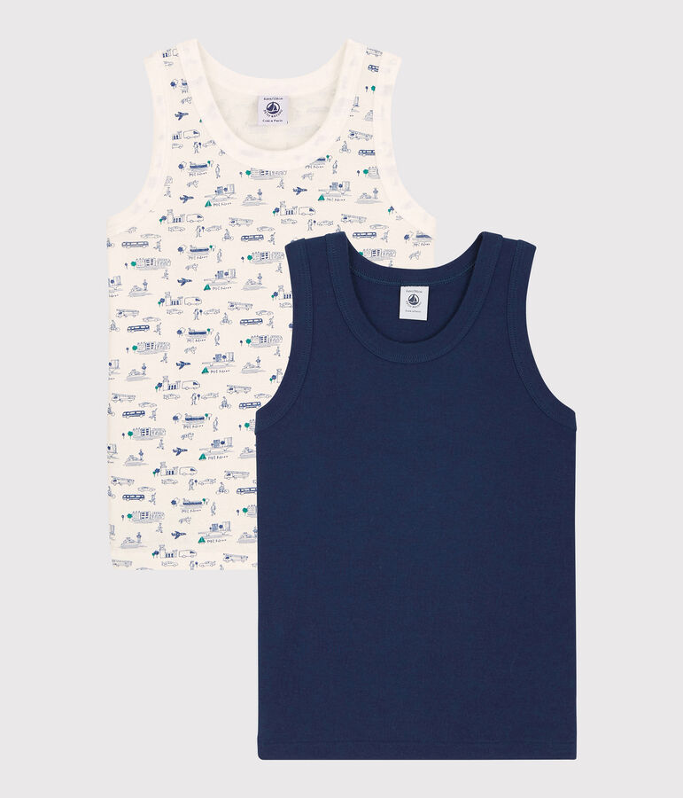 Lot de 2 d&eacute;bardeurs imprim&eacute; transports petit gar&ccedil;on en coton multicouleur