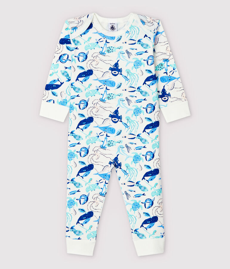 Dors-bien sans pression fonds marins b&eacute;b&eacute; en coton blanc MARSHMALLOW/blanc MULTICO