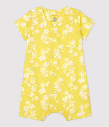 PETIT BATEAU - Combinaison courte imprimée Hawaï en popeline bio bébé