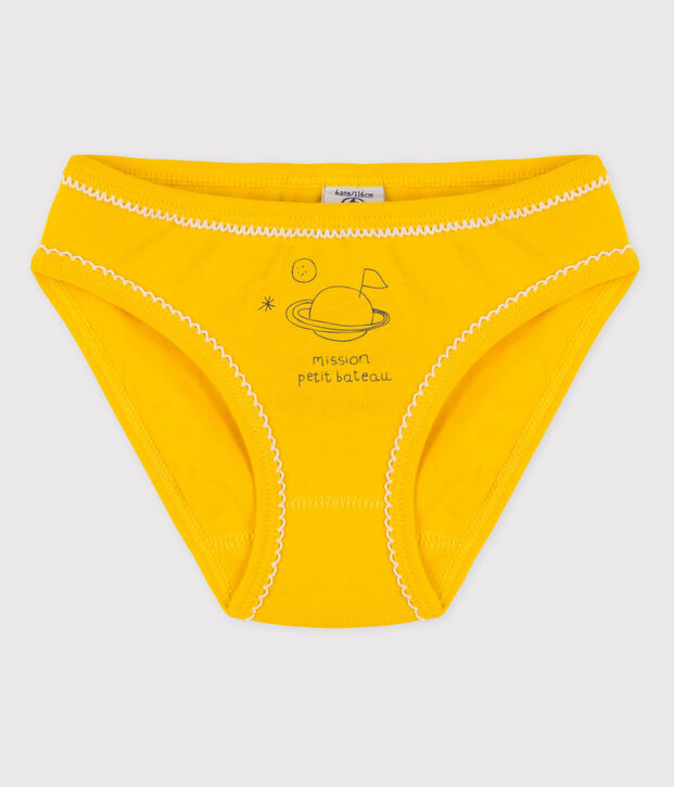 Culotte petite fille en coton jaune