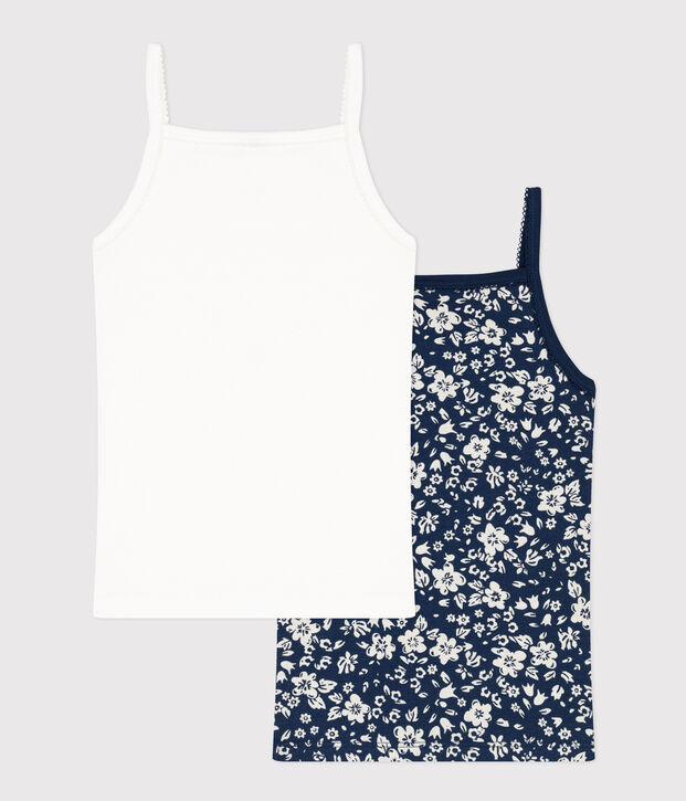 Lot de 2 chemises &agrave; bretelles fleur en coton petite fille multicouleur