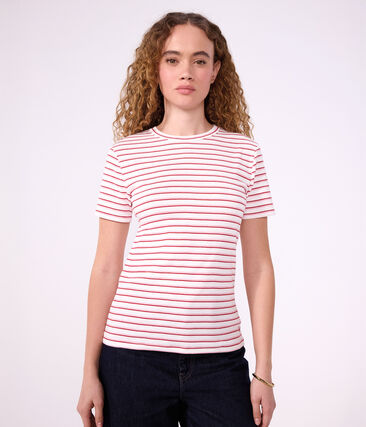 Tee-shirt femme en coton manches courtes à rayures