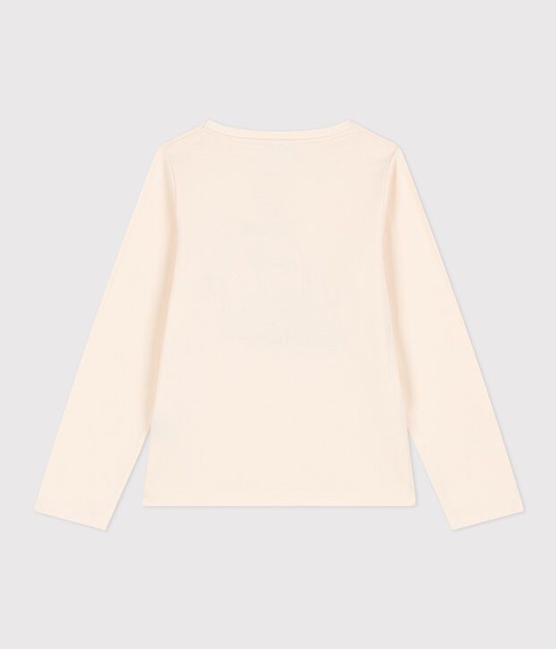 Tee-shirt manches longues en coton enfant fille &eacute;cru