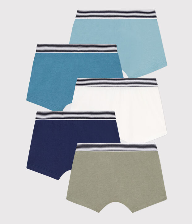 Lot de 5 boxers unis en coton petit gar&ccedil;on multicouleur