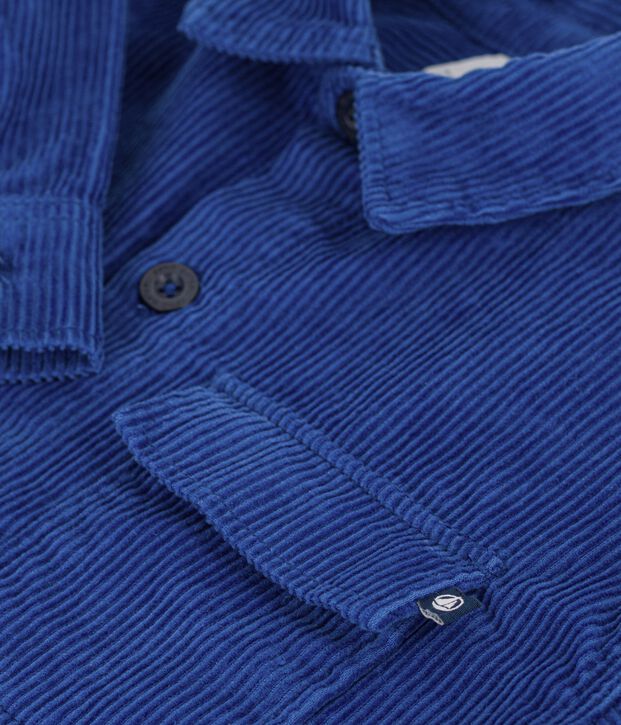Chemise enfant en velours uni bleu