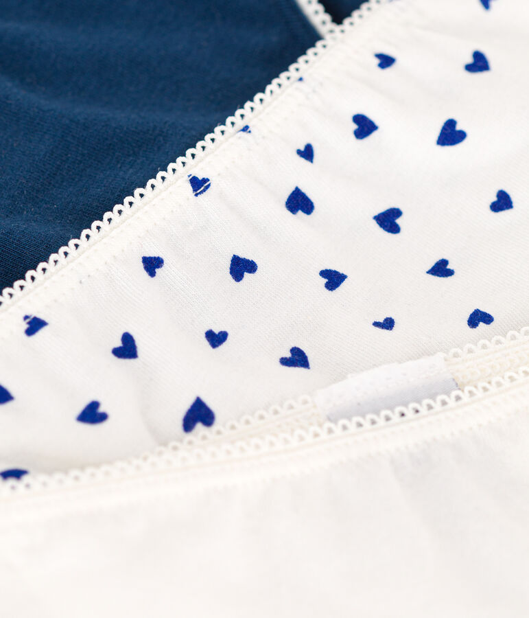 Lot de 3 culottes c&oelig;ur en coton et &eacute;lasthanne petite fille variante 1