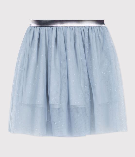 Jupe en tulle enfant unie pailletée bleu CO2/ ARGENT