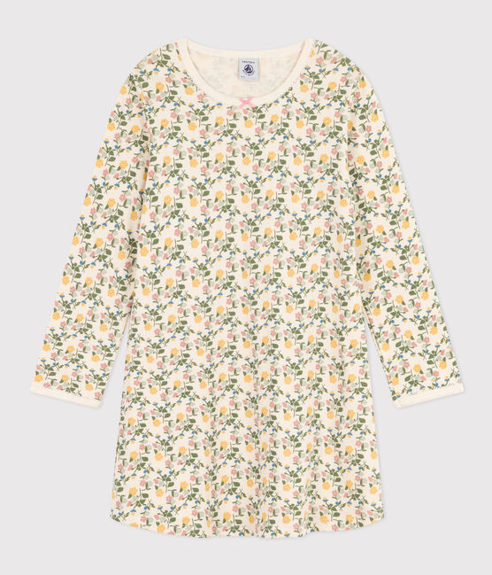 Chemise de nuit en coton motif fleurs enfant blanc AVALANCHE/ MULTICO