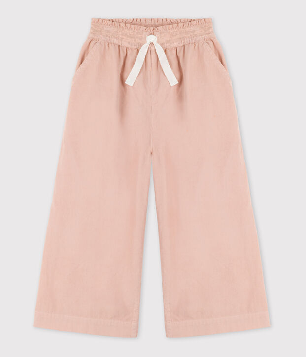 Pantalon large en velours fin enfant fille rose