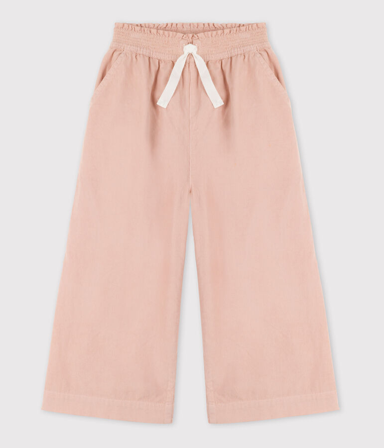 Pantalon large en velours fin enfant fille rose