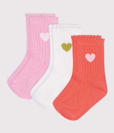 3 paires de chaussettes bébé en coton avec cœur