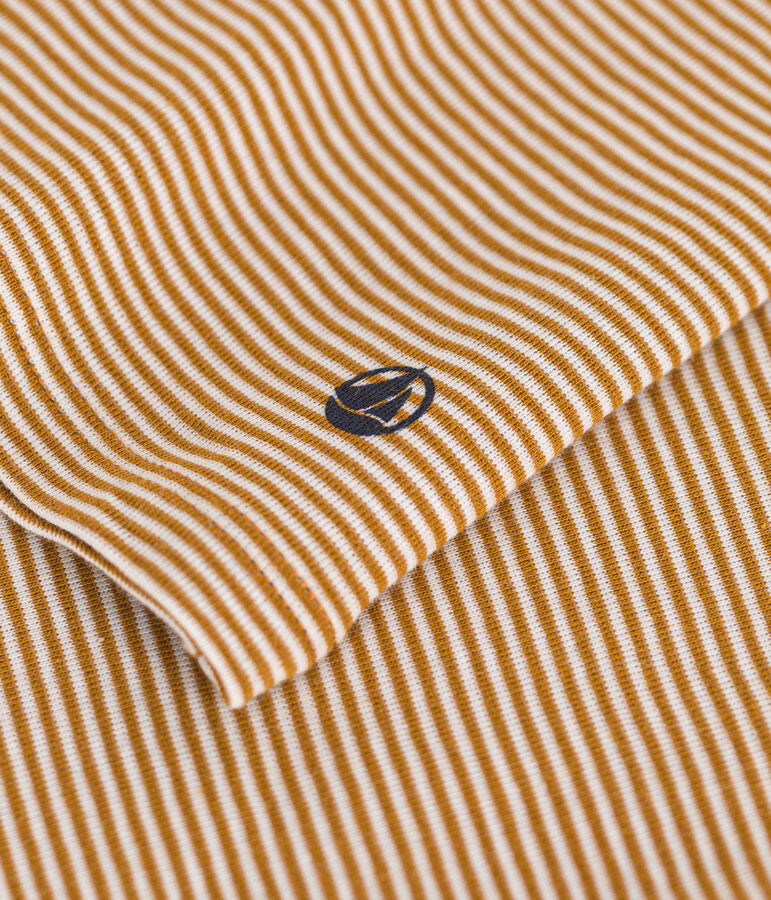 Tee-shirt L'ICONIQUE col rond en coton Femme marron CUIVRE/ MARSHMALLOW