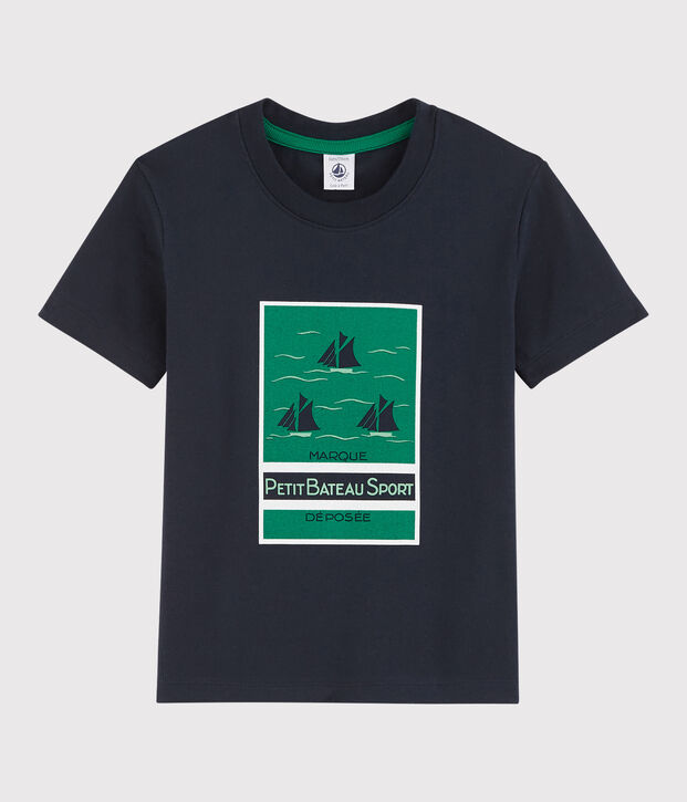 Tee-shirt manches courtes en jersey enfant gar&ccedil;on bleu marine