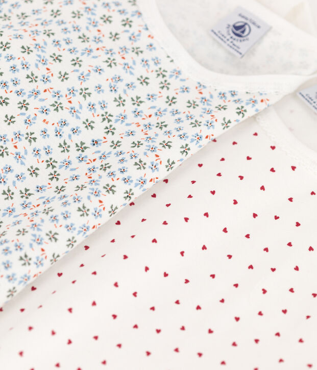 Lot de 2 pyjamas fleur petite fille en coton multicouleur