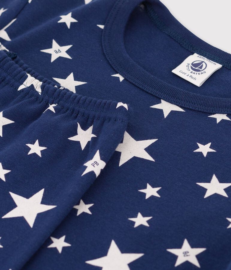 Pyjama &eacute;toiles en coton enfant bleu MEDIEVAL/blanc MARSHMALLOW