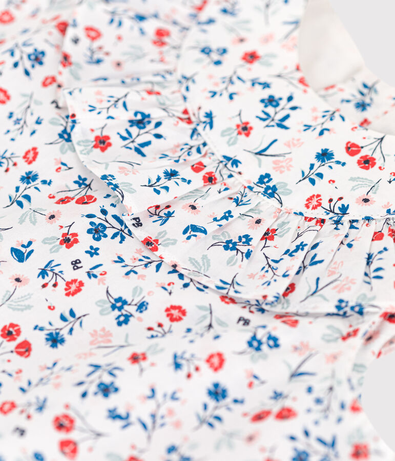 Blouse b&eacute;b&eacute; sans manches en coton, imprim&eacute;e fleurie blanc MARSHMALLOW/blanc MULTICO