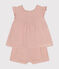 Ensemble blouse et short en gaze de coton bébé rose SALINE