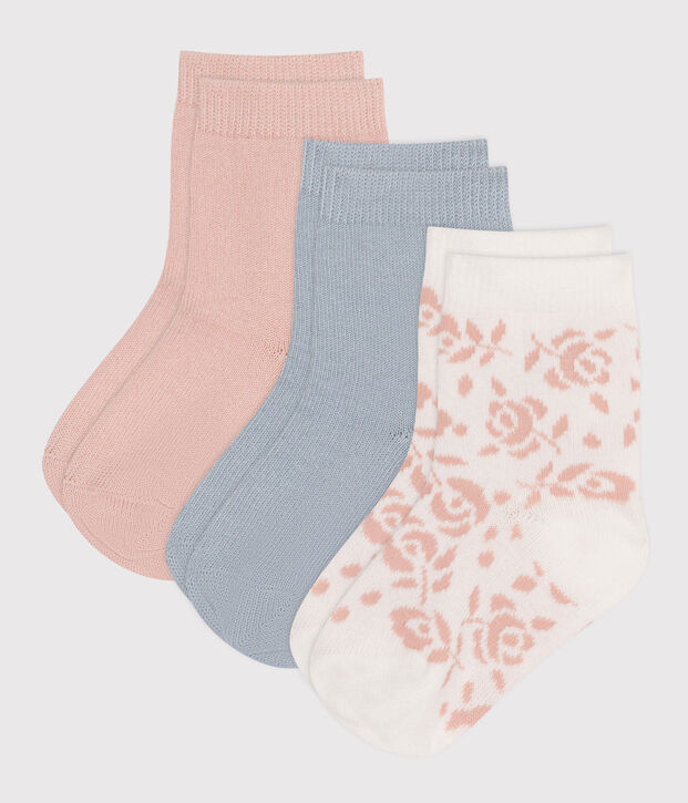 3 paires de chaussettes en coton fleurs b&eacute;b&eacute; multicouleur