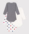 Lot de 3 bodies manches longues imprimé tricœurs en coton bébé variante 1